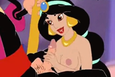Принцесса Jasmine сосет магический член Jin и изменяет Aladdin, порно мультик